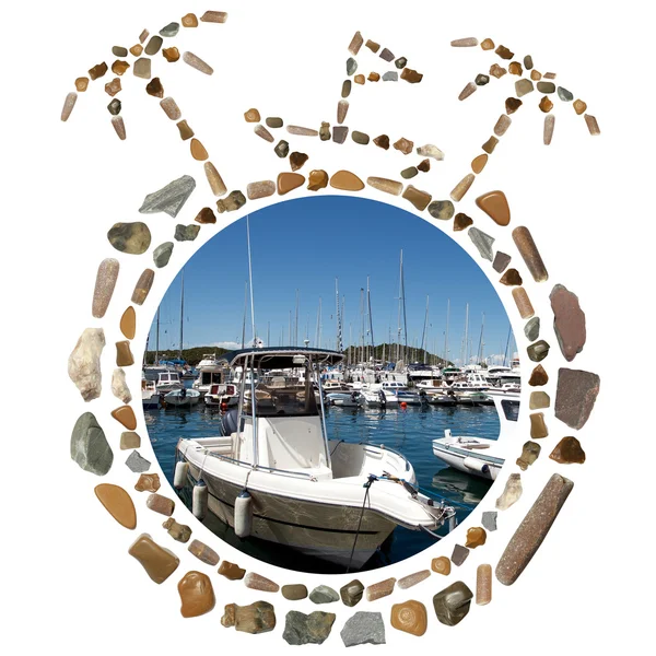 Concept met zee stenen en foto — Stockfoto
