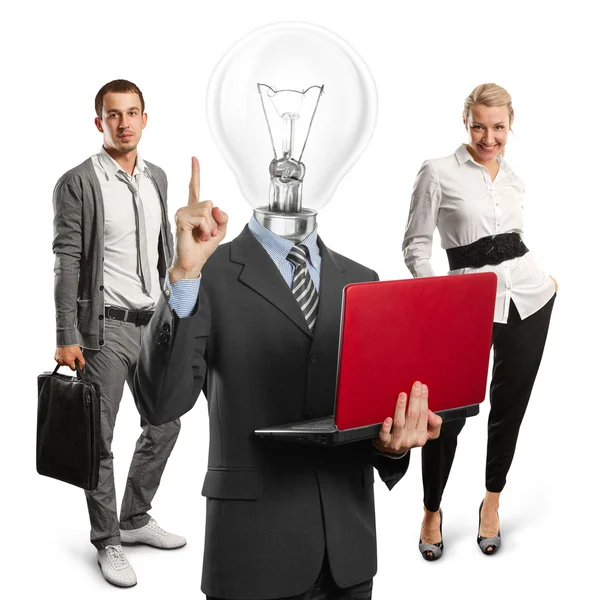 Capo lampada Uomo e Business Team — Foto Stock