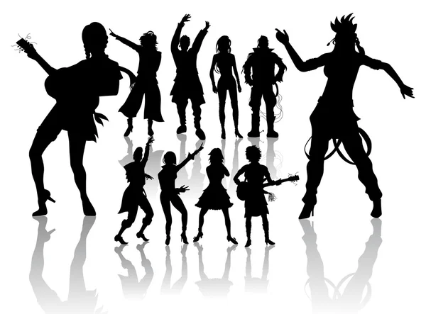 Dans ve şan'ın silhouettes — Stok fotoğraf