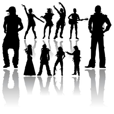 Dancing and Singing 's Silhouettes clipart