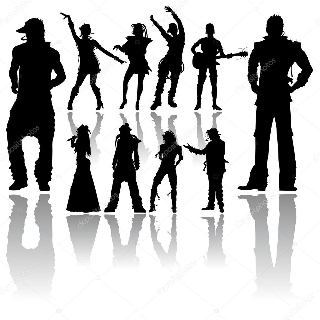 Dancing And Singing S Silhouettes — Stock Vector © Leedsn 8611019 