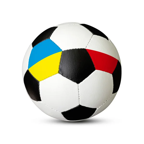 Futball-labda, Ukrajna és Lengyelország zászlók — Stock Fotó