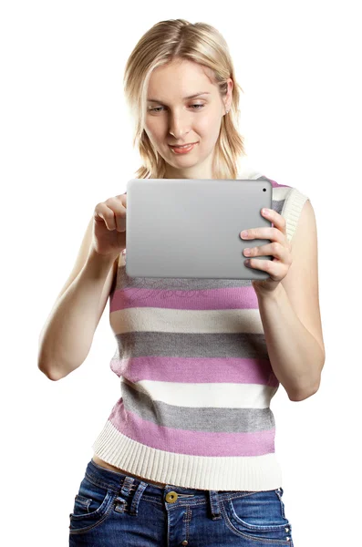 Geschäftsfrau mit Touchpad — Stockfoto