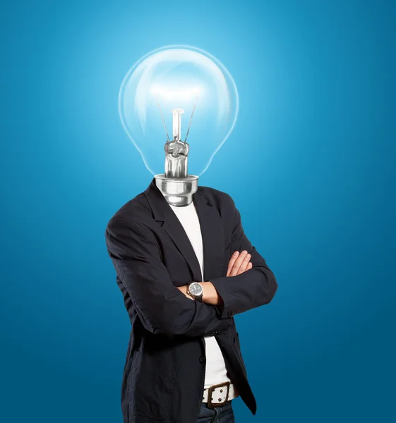 Lampa hlava podnikatel — Stock fotografie