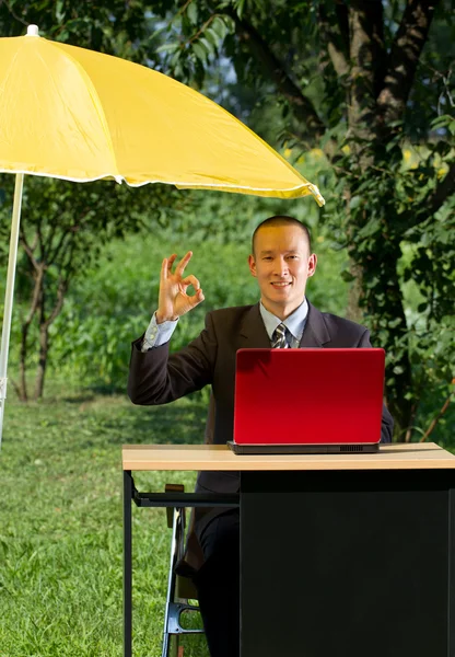 屋外で働くビジネスマン — ストック写真