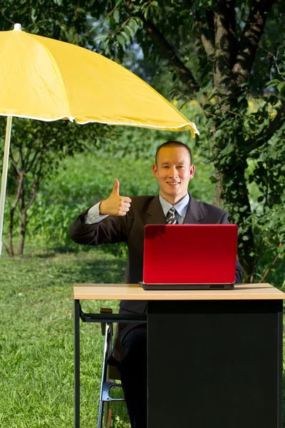 屋外で働くビジネスマン — ストック写真