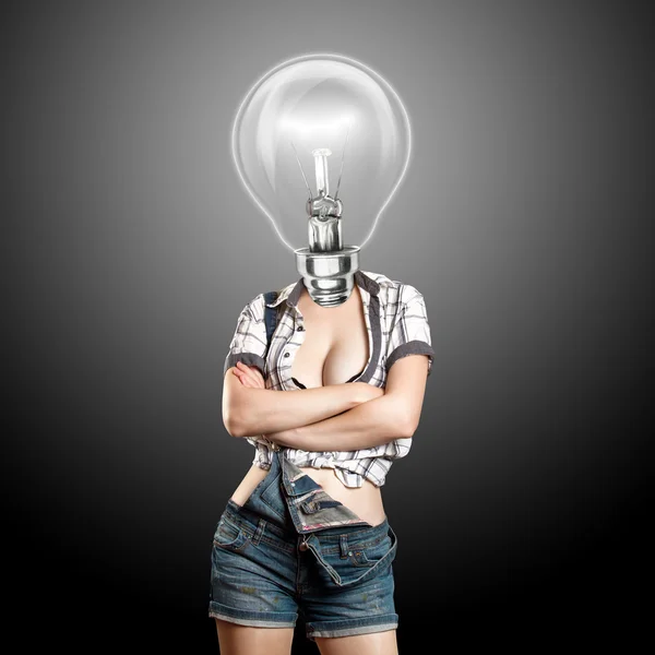 Lámpa vezetője nő — Stock Fotó