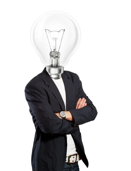 Lampa biznesmen głowa — Zdjęcie stockowe
