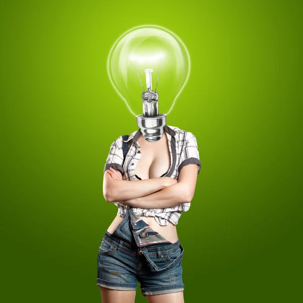 Lamp Head Woman — Stock Photo, Image