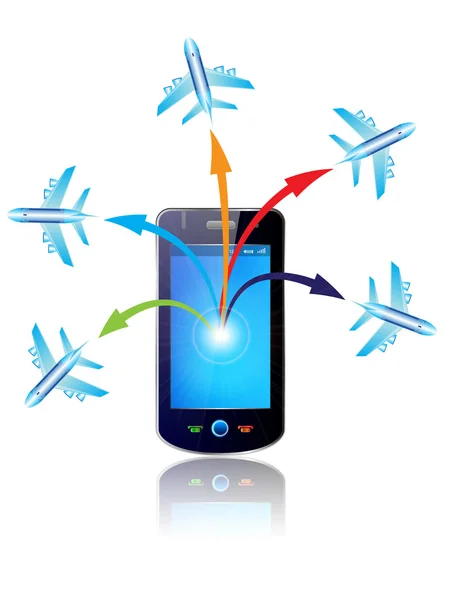 Mobiele & vliegtuig — Stockvector