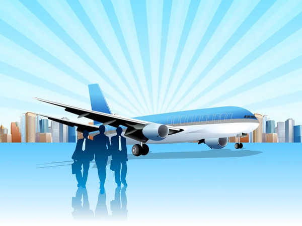 Uçak ve işvliegtuig en business — Stok Vektör