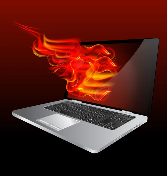 Burning laptop — Stock Vector