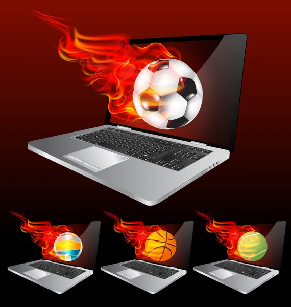 Brennender Laptop — Stockvektor