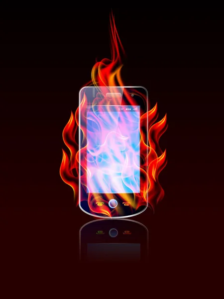 Burning cell phone — стоковый вектор