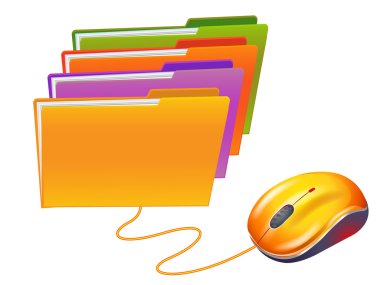 computer mouse and folders clipart