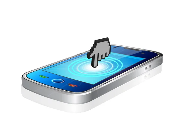 Téléphone portable et curseur de main — Image vectorielle