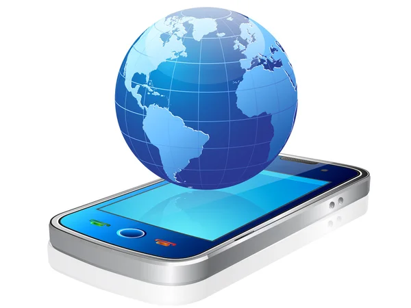 Wereld en mobile — Stockvector