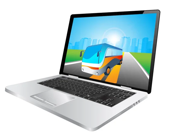 Laptop and bus — Stock Vector