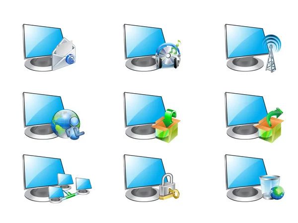 Computer and icons — Stockvector
