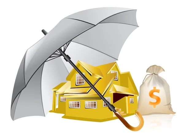 Guarda-chuva e casa — Vetor de Stock