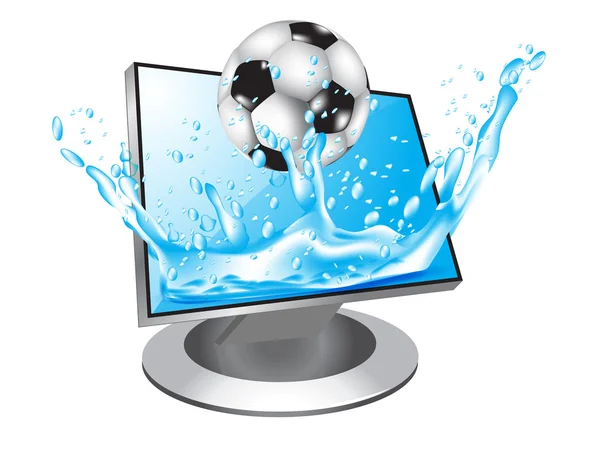 Voetbal in water — Stockvector