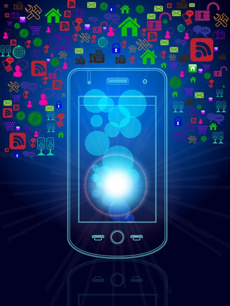 Multimediální telefon a ikony — Stockový vektor