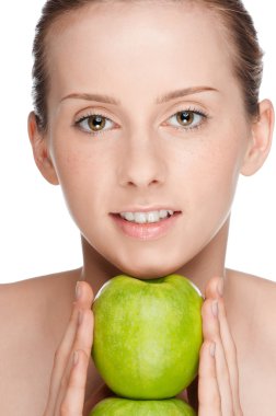kadın yemek yeşil elma