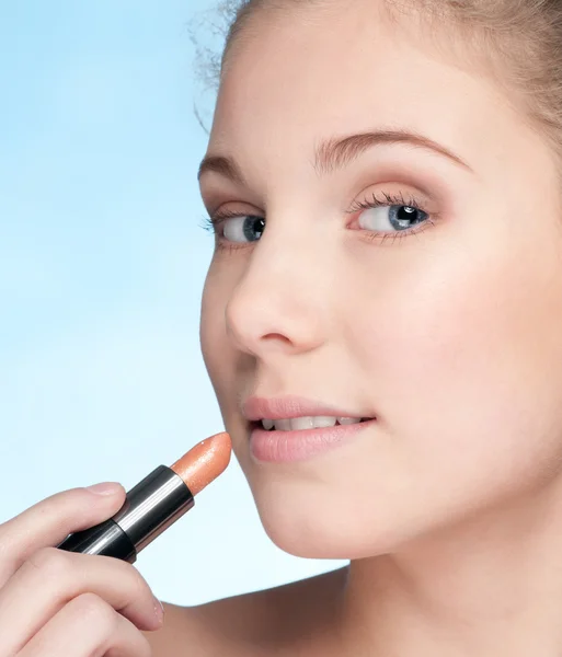 Lips zone make up by lipstick — Stock Photo, Image