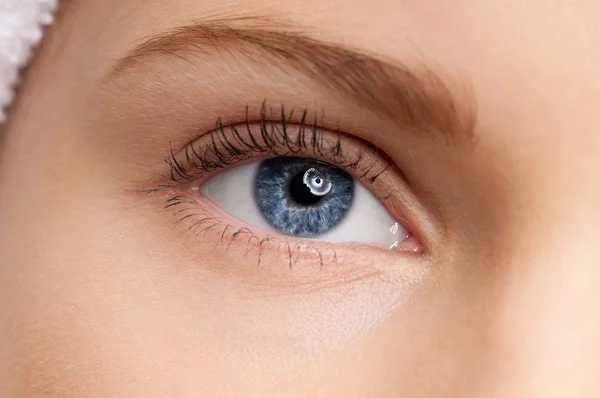 Hermosa chica azul ojo maquillaje zona — Foto de Stock