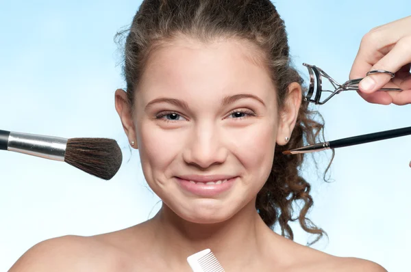 Closeup portret van een jong meisje. make-up. — Stockfoto