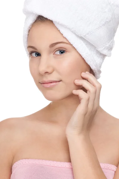 Beautiful girl with perfect skin and towel Stock Image