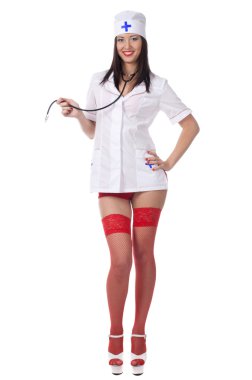 seksi doktor kadın stetoskop ile