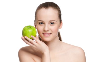 kadın yemek yeşil elma