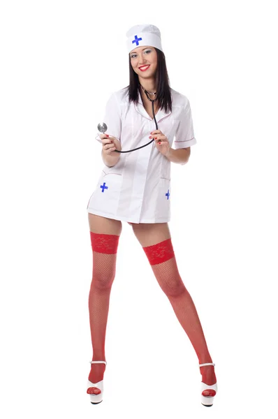 Sexy kobieta z stetoskop — Zdjęcie stockowe