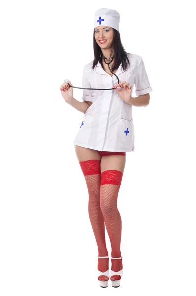 Sexy medic woman with stethoscope — Stock Photo, Image