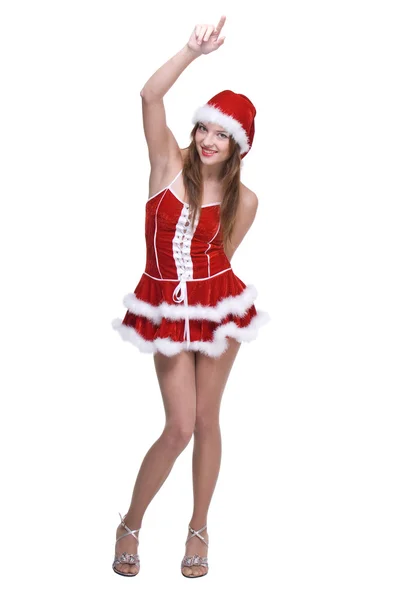 Красивая танцовщица в платье из Санта-Клауса — стоковое фото