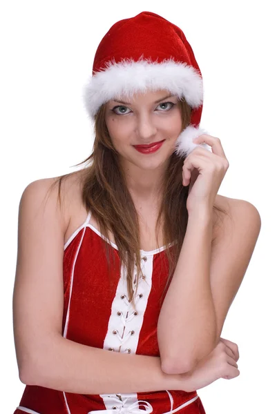 Noel Baba Giydir duygusal kız — Stok fotoğraf