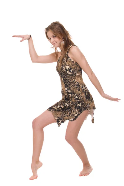 Nahaufnahme Porträt einer jungen tanzenden wilden Frau — Stockfoto