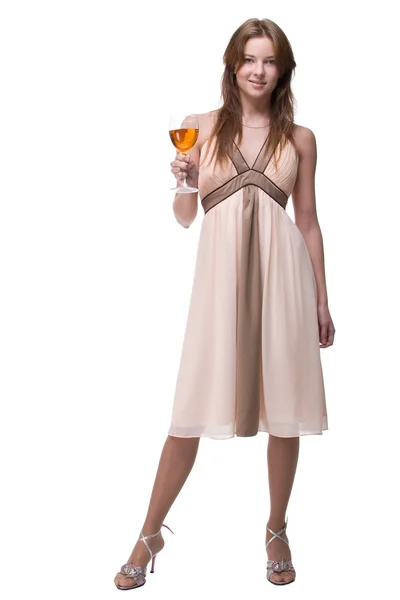 Krásná dívka s sklenici alkoholu — Stock fotografie