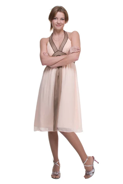 Bella donna danzante in abito leggero — Foto Stock