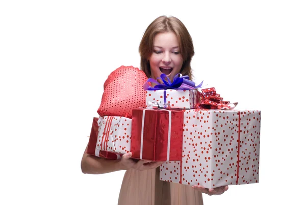 Closeup portrait of girl with some gifts — Stock Photo, Image