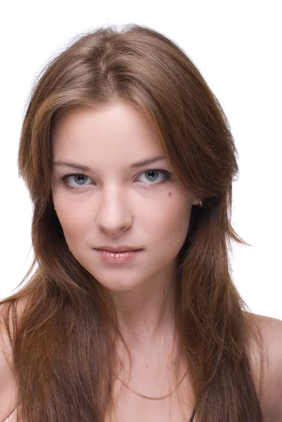 Nahaufnahme Porträt eines Mädchens mit klarem Make-up — Stockfoto