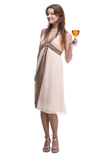 Krásná žena s sklenka alkoholu — Stock fotografie