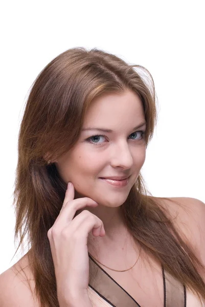 Detailní portrét dívky s jasnou make-up — Stock fotografie