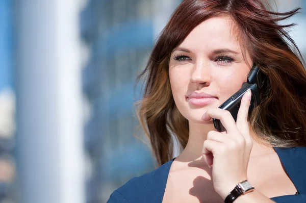 Businesswoman make call by mobile phone. — Stock Photo, Image
