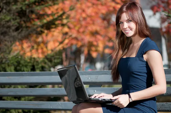 Молодая деловая женщина с ноутбуком Лицензионные Стоковые Фото