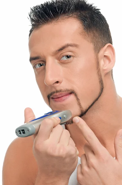 Junger schöner Mann rasiert — Stockfoto
