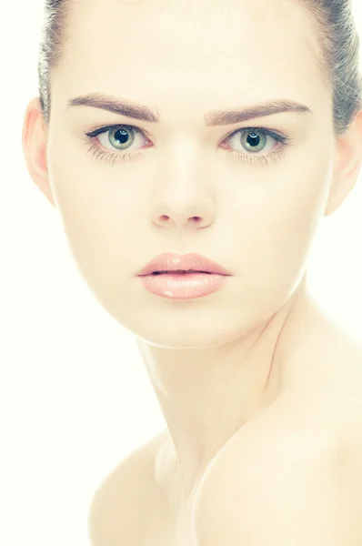 Bella faccia donna con pelle perfetta — Foto Stock