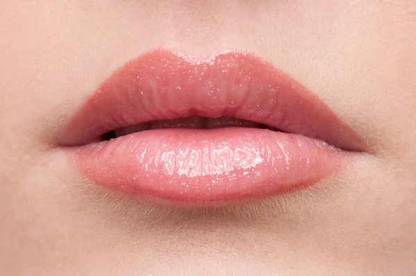 Zona de maquilhagem de lábios close-up — Fotografia de Stock
