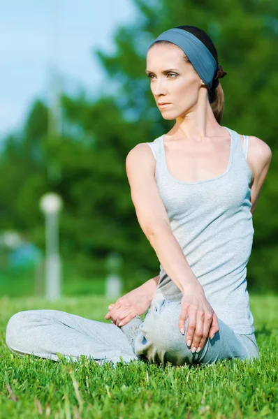 stock image Beautiful woman doing stretching exercise